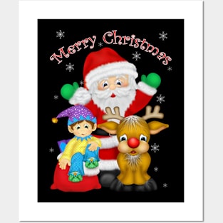 Santa and Friends Christmas Design Posters and Art